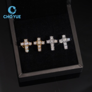 Boucles d'oreilles croix en moissanite VVS certifiées GRA, collection tendance hip-hop, bijoux en argent 925 pour hommes et femmes - Product Image 4