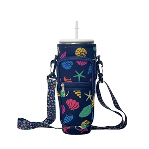 Isolierte wasserdichte Neopren-Becher hülle Reiß verschluss taschen Cross body Strap Thermal Tragbarer Getränke halter Travel Outdoor Use - Product Image 3