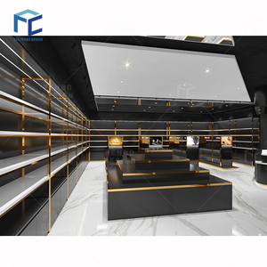 Présentoir cosmétique de maquillage noir haut de gamme Design d'intérieur Présentoirs cosmétiques au détail Vitrine en bois pour parfums - Product Image 1