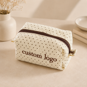 Custom Simple Style Waterproof Storage Zipper <b>Make</b> <b>Up</b> <b>Bag</b> Polyester Cotton Cosmetics <b>Bag</b> With Embroidery Letter Logo - Product Image 2