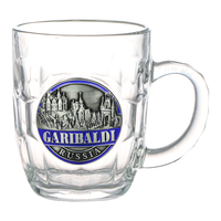 Mug à bière en verre souvenir de 7 oz avec poignée, logo métallique personnalisé en gros, sublimation