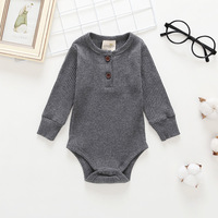 Vente flash Combinaison bébé en coton uni à côtes douces pour bébé