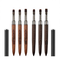 Pincel de fototerapia con mango de sándalo, mango largo, cuadrado grande, plano y ancho, para gel UV y construcción de uñas