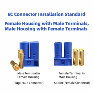 ชุดขั้วต่อ EC2 EC3 EC5 EC8 แบบหัวกระสุน - ชุบทอง 10A-100A 500V ปลั๊กกระแสสูง ตัวผู้/ตัวเมีย สำหรับแบตเตอรี่ RC LiPo มอเตอร์โดรน - Product Image 2