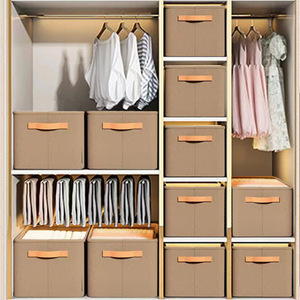Clothing Organizer <b>Storage</b> <b>Box</b> Rectangle Solid Color With Handle For Wardrobe Closet Organization - Product Image 2