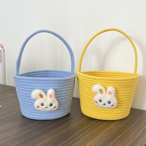 Cesta de Regalo Multiusos de Tela de Algodón Tejida a Mano con Diseño de Dibujos Animados para Pascua, Recuerdo Infantil - Product Image 3