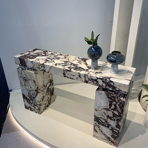 <span class=keywords><strong>Mesa</strong></span> de <span class=keywords><strong>consola</strong></span> de entrada de mármol de piedra Natural de estilo nórdico, muebles para el hogar, <span class=keywords><strong>mesa</strong></span> de <span class=keywords><strong>consola</strong></span> de mármol de Viola Calacatta italiana - Product Image 4