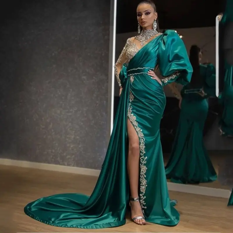 Green Sequins Trumpet/mermaid Evening Dress Party Noble Woman Full Sleeves Long Prom Dresses 2021