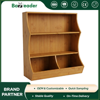 Étagère murale à 3 niveaux en bambou naturel carbonisé de qualité supérieure pour l'organisation des épices, rangement pour comptoir de cuisine