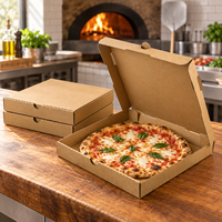 Boîte à pizza en carton ondulé brun personnalisée en gros, écologique, en matériaux recyclés, imperméable, imprimée et gaufrée avec logo