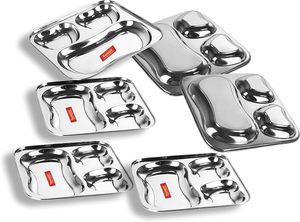Assiettes à dîner divisées en <span class=keywords><strong>acier</strong></span> inoxydable 304 en gros Compartiments de bricolage Plateaux alimentaires rectangulaires - Product Image 5