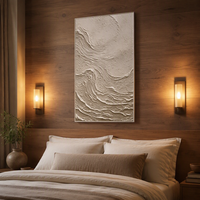 Tableau mural moderne en toile texturée, peinture 3D vague beige encadrée, décoration rectangulaire à suspendre pour hôtels et restaurants