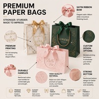 Sac de shopping en papier couché personnalisé avec logo imprimé, poignée en ruban, pour emballage cadeau de vêtements de luxe, vente en gros, OEM