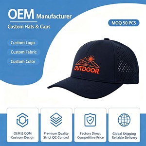 Manufacturer <b>Waterproof</b> Breathable Golf <b>Hat</b> with Laser Cut Holes Custom Logo Branding Woven Tag Quick Dry Snapback Cap - Product Image 1