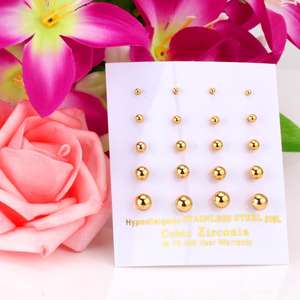 Pendientes de Moda al por Mayor, Joyería de Acero Inoxidable Chapada en Oro de 18k, Tamaños Variados de 2-6mm, Pendientes Quirúrgicos Exquisitos para Mujer - Product Image 4