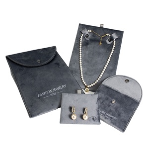 Bolsa de terciopelo de microfibra personalizada de alta calidad para joyería con almohadilla/soporte interior, bolsa para pendientes, soporte para exhibición de collares - Product Image 1