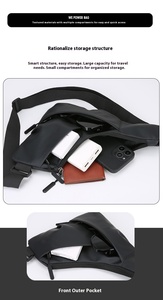 Borsa da uomo alla moda con borsa da petto di grande capacità da uomo con chiusura a cerniera obliqua a una spalla Anti-schizzi in PU - Product Image 6