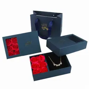 Dropshipping Día de San Valentín nuevo cartón de papel corazón caja de regalo caja de collar Almacenamiento de joyas caja de embalaje de flores
