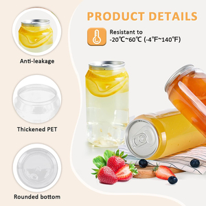 Proveedores honestos 330ml 375ml 500ml Lata de jugo transparente PET con lata de bebida de plástico de extremo abierto fácil - Product Image 3