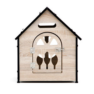 Rumah Tangga Modern, tempat anjing peliharaan kayu polos dalam ruangan luar ruangan untuk anjing kecil plastik dan logam - Product Image 2