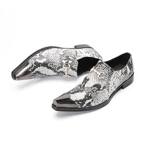 Chaussures Oxford habillées pour hommes en cuir véritable, à bout pointu, motif <span class=keywords><strong>serpent</strong></span> colorblock, style business, basses, à enfiler, avec semelle extérieure en caoutchouc surélevée - Product Image 1