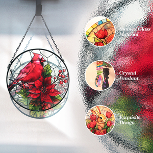 Decoración de Pared de Vitral Art Deco Personalizado con Cardenal, Regalo de Navidad, Decoración de Cristal y Atrapasueños, Atrapasol con Diseño de Pájaro - Product Image 4
