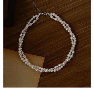 Collar de Cadena de Clavícula de Plata S925 Versátil de Estilo Barroco para Mujer con Encaje Natural, Gargantilla de Doble Capa, Elegante Collar de Perlas - Product Image 3