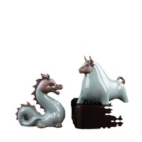 Figurine de thé en céramique Dragon, mascotte du zodiaque, ornement créatif porte-bonheur, accessoire de thé mignon en argile Yixing