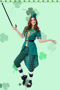 <span class=keywords><strong>Costume</strong></span> de la Saint-<span class=keywords><strong>Patrick</strong></span> pour la famille Fantasia, Irlande, lutin irlandais, elfe, cosplay pour adultes, enfants, enfants, déguisement d'Halloween, Ecopart - Product Image 5