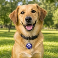 Étiquette personnalisée NFCGP217 pour animaux de compagnie avec bord métallique et design en résine pour l'identification des chiens et des chats, gestion des animaux de compagnie, appairage Bluetooth et Wi-Fi