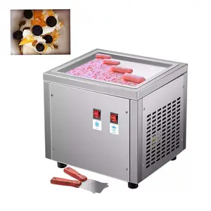 Tayland tarzı paslanmaz çelik tava kızartma dondurma rulo makinesi kızarmış dondurma makinesi