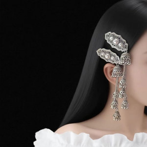 Nouvelle Pince à Cheveux en Alliage de Zinc HTJT, Style Ethnique Chinois, avec Pendentif Clochette Turquoise, pour Femme, Rétro, Haut de Gamme, Luxe Léger - Product Image 2