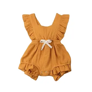 High quality baby rompers flounces jumpsuit comfortable square collar baby love RH0005