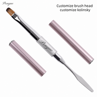Pinceau à ongles double embout avec manche métallique, poils en nylon, Kolinsky Sable, pour liner, dégradé, gel UV, repousse-cuticules, multifonctionnel, professionnel