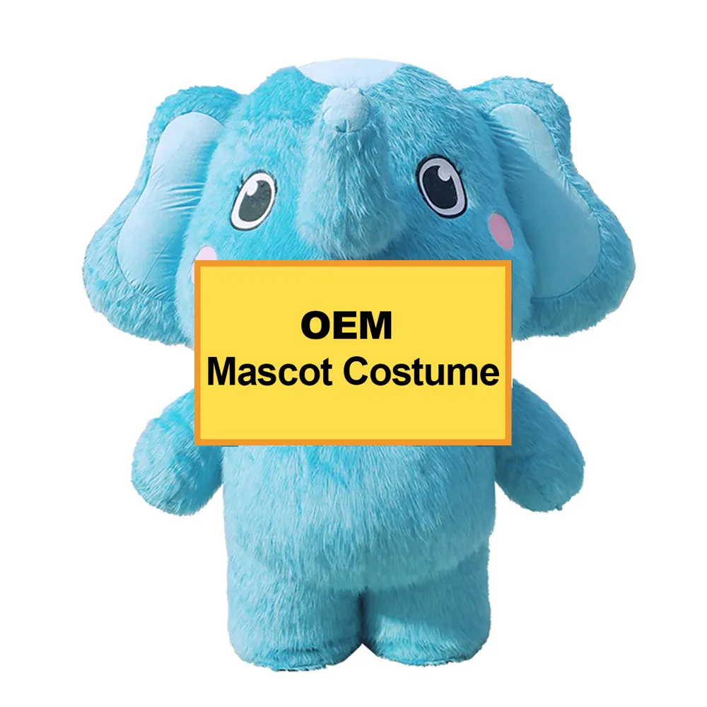 Moq 2 pezzi gonfiabile elefante mascotte Costume adulto Performance Festival vestito Oem personalizza mascotte Cosplay in vendita