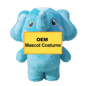 Moq 2 Piece Inflatable Elephant Mascot Costume Adult Performance Festival Suit Oem Customize Cosplay Mascot For Sale