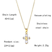 CZ Pierre Double Croix Pendentif Collier Personnaliser Or Plaqué En Acier Inoxydable Chaîne Hip Hop Cristal Croix Collier Accessoires