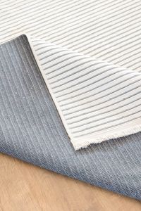 Luna Grey Striped Chenille <b>Rug</b> 7mm Low Pile Machine Woven Washable Non Slip Polyester Cotton PET-Friendly Eco-Friendly Home - Product Image 4