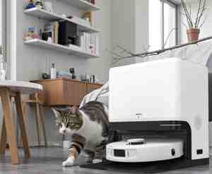 Robot aspirador y fregasuelos apto para mascotas, con navegación láser LDS y función de comunicación por voz, para familias con varios gatos. - Product Image 1