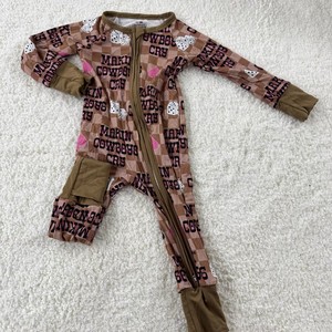 Bộ đồ ngủ liền thân in họa tiết phương Tây cho trẻ em, quần áo trẻ em, đồ ngủ bằng tre tùy chỉnh, đồ ngủ có khóa kéo bằng tre, đồ ngủ cho trẻ em, đồ ngủ tùy chỉnh - Product Image 3