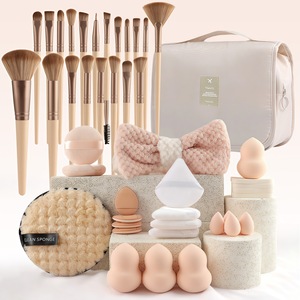 Kit de maquillage de base 44 pièces, poils en nylon grande capacité, manche en plastique, sac de rangement portable pour articles de toilette de voyage - Product Image 3