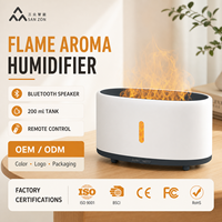 Humidificateur d'aromathérapie 3 en 1 avec haut-parleur Bluetooth, diffuseur d'huiles essentielles à effet de flamme pour chambre à coucher et yoga