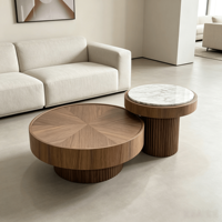 Modernes Rundes Holz-Couchtisch-Set Beliebter Wohnzimmer-Teetisch Hochwertiges Apartment-Luxus-Couchtisch-Set