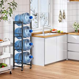 Soporte para Garrafa de Agua de 5 Galones, Estante de Almacenamiento de Botellas de Agua de 4 Niveles <span class=keywords><strong>con</strong></span> <span class=keywords><strong>Ruedas</strong></span> Bloqueables, Novedad de Marzo para el Festival Comercial - Product Image 4