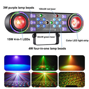 Mini projecteur LED rotatif 7-en-<span class=keywords><strong>1</strong></span> à effets colorés, lumière DJ DMX RGBW, boule magique, éclairage à faisceau, stroboscope, laser, projecteur PAR avec trépied - Product Image 3