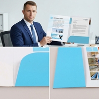 Porte-documents de présentation gaufré à l'or avec 2 pochettes, impression offset CMJN personnalisée, porte-cartes à double poche, papier offset