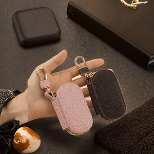 Porte-clés de voiture multifonctionnel en cuir PU pour hommes et femmes, mini porte-clés de luxe à grande capacité avec fermeture éclair - Product Image 3
