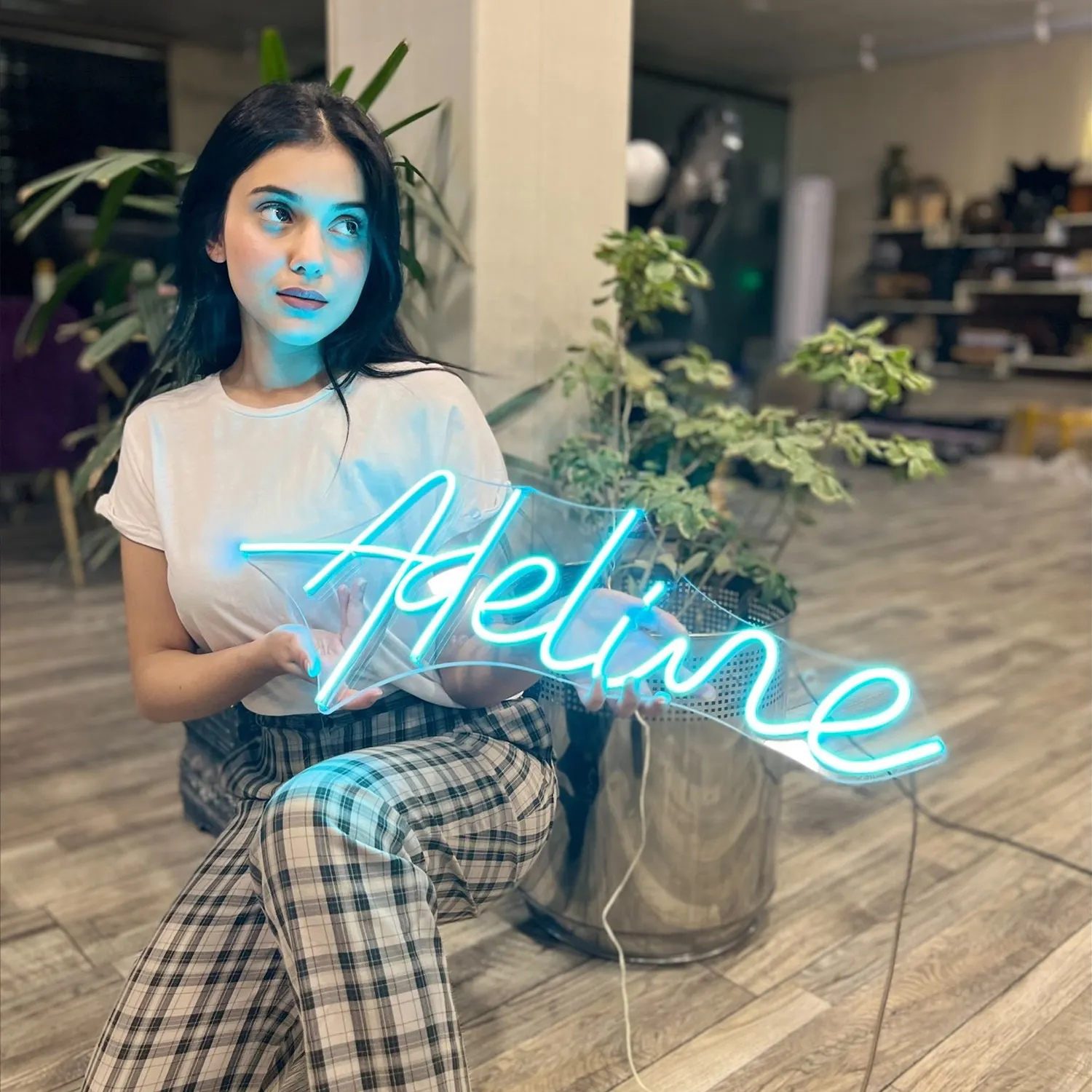 Free Delivery Adeline Custom Name LED Neon Sign Wedding Neon Sign Home Wall Decor Wedding Party Design Lighting
