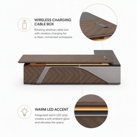 Escritorio Ejecutivo Moderno con Carga Inalámbrica Inteligente, Textura 3D, Mesa de Lujo para Jefes, Muebles con Pintura Taiho de Grado E1