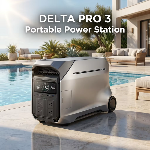 Delta Pro 3 4000W Whole Home Backup Power Portable Solar Generator LiFePO4 Battery Storage for RV Emergency Outage